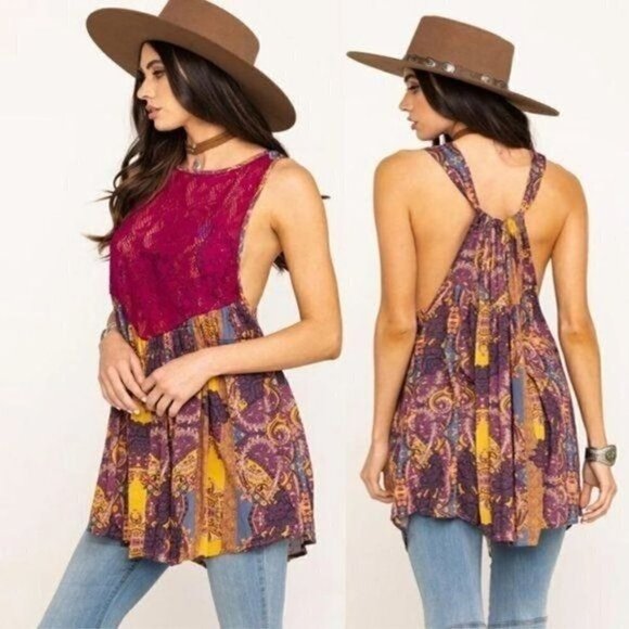 New Free People Count Me In Trapeze Tunic Top - Picture 1 of 8